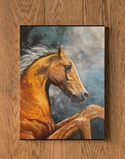 Rearing Palomino Original Acrylic Painting by Lisena Elixavide