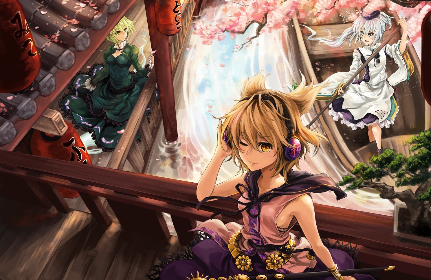 Anime Touhou Boat Cleavage Dress Green Eyes Hair Hat Custom Playmat Pad  