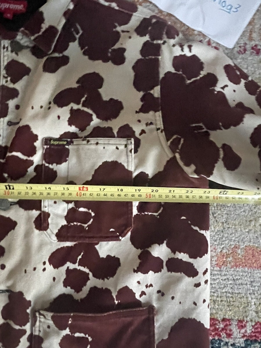 SUPREME VELVET CHORE COAT COW PRINT Size MEDIUM SS20 dogs SUPREME VELVET CHORE COAT COW PRINT Size MEDIUM SS20 dogs