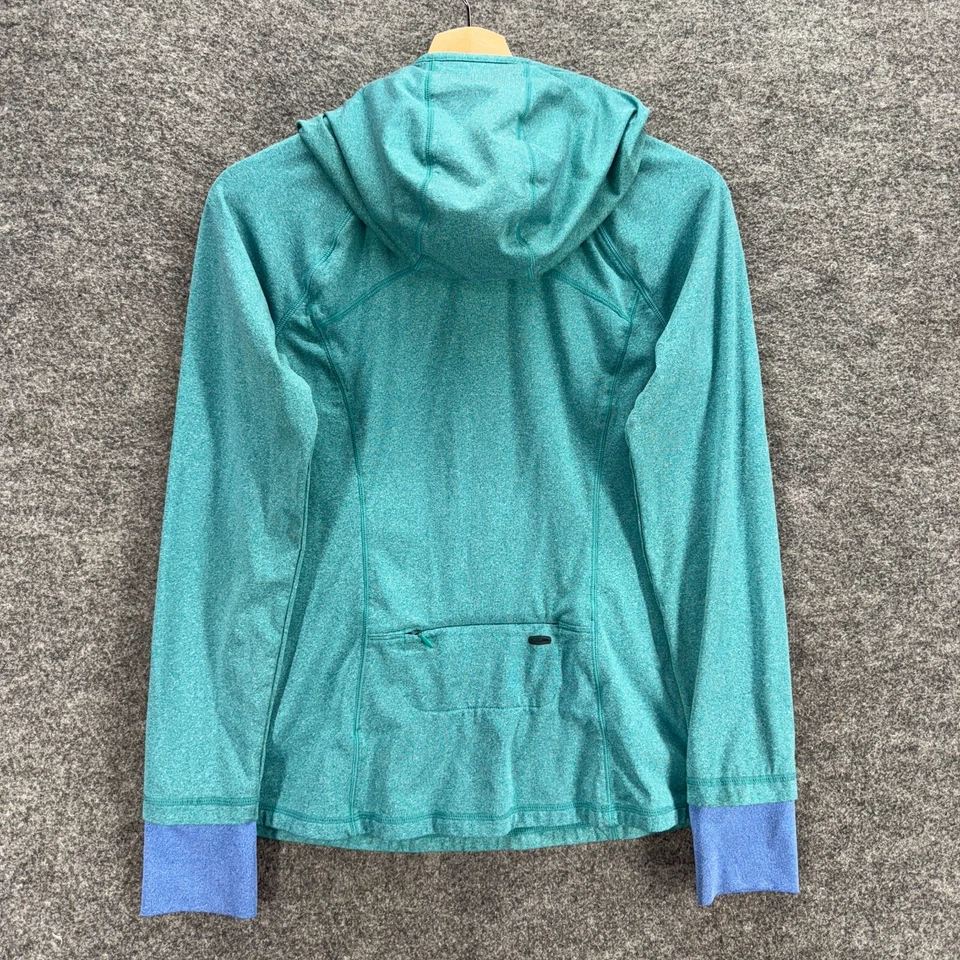 Chaqueta deportiva Reebok Activewear para mujer M azul medio con capucha 1/4 cremallera manga larga Foto 2 de 4