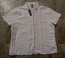 NWT J.Crew Women's SZ L Warm Clay Linen-Cotton Short-Sleeve Pajama TOP ONLY 3935