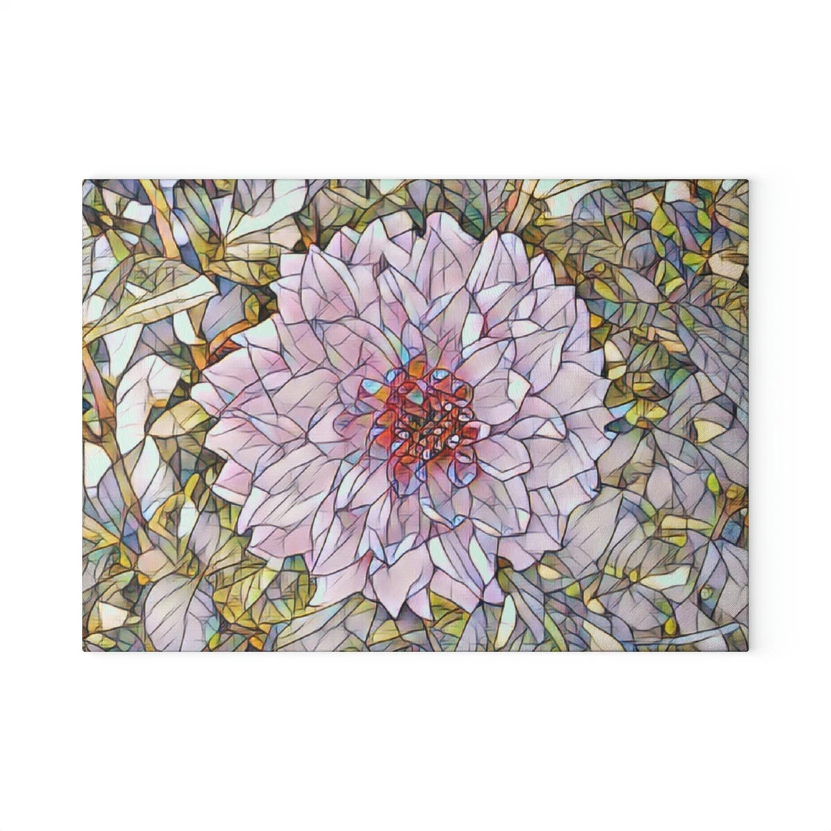 Cutting Board with Dahlia Flower Abstract Mosaic - Kitchen Decor & Unique Gift