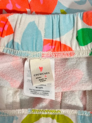 Crewcuts Girls Shorts 5 Cotton White Pink Blue Coral Floral Drawstring Pockets - Picture 6 of 6
