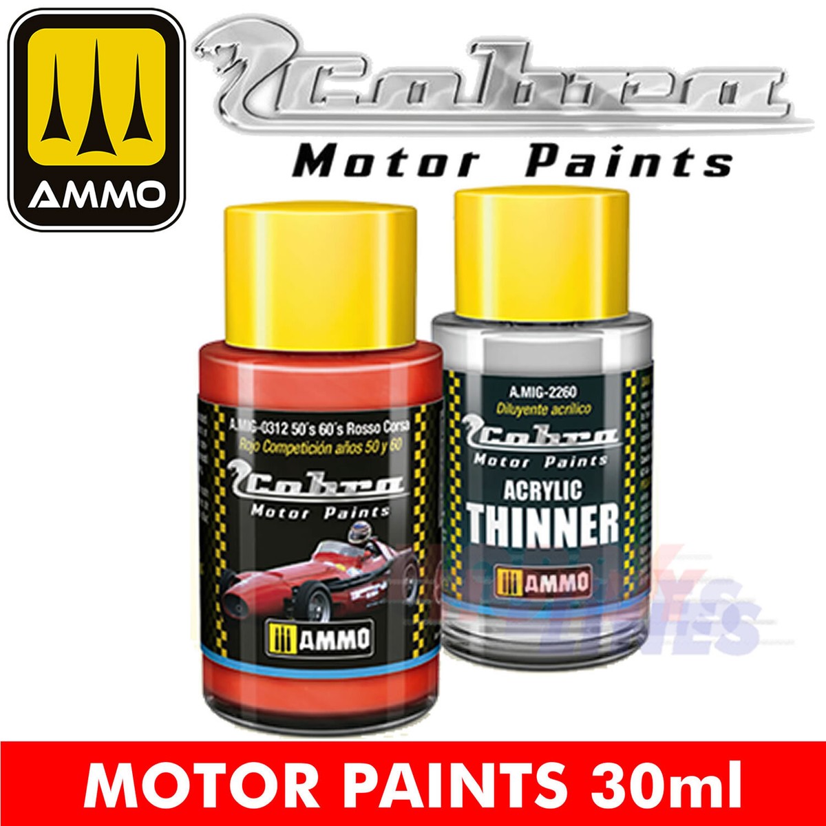 Peinture Cobra Motor Rosso Corsa Racing - 30ml - Marque Ammo By Mig - Réf. A.MIG-0313 - Neuf