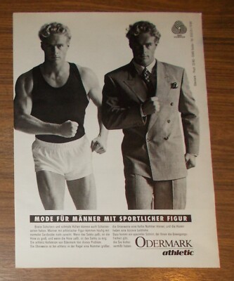 Seltene Werbung ODERMARK athletic - Mode für Männer mit sportlicher Figur 1989