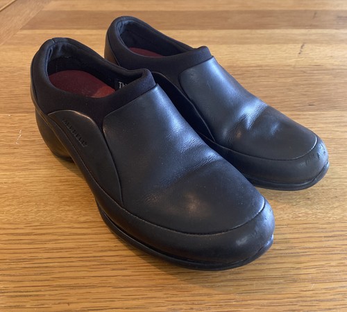 Black Leather Clog Dress Shoes 