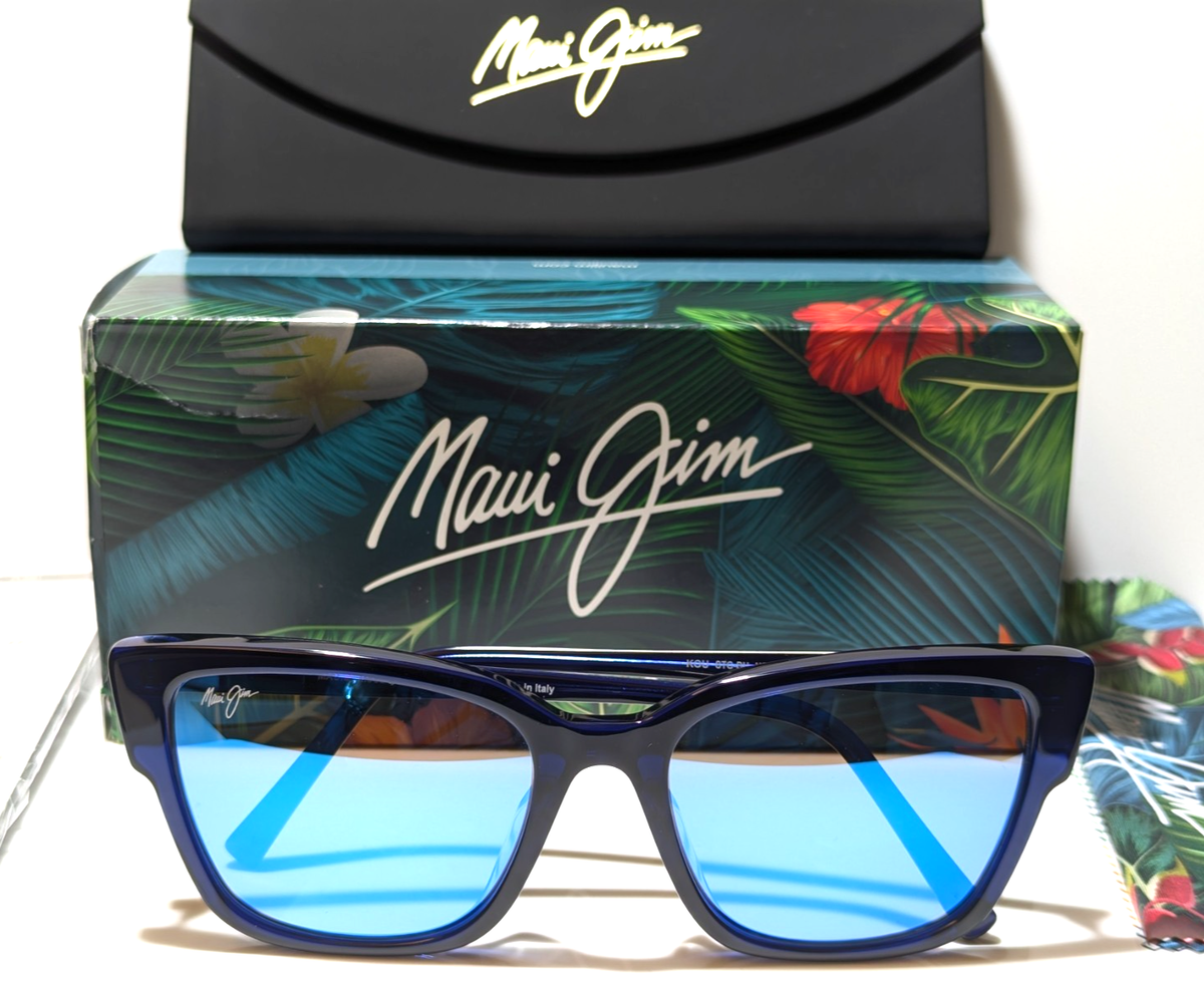 NEW Maui Jim Kou Cat Eye Navy Blue Polarized Blue Hawaii Lens
