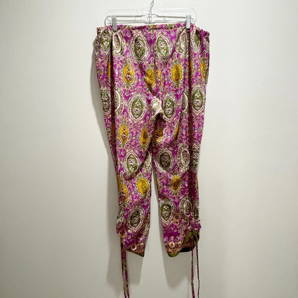 Pantalones al tobillo acanalados LAUREN RALPH LAUREN para mujer púrpura verde cachemira XL Foto 2 de 4