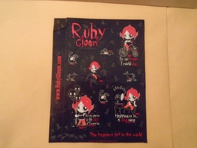 RUBY GLOOM FRIENDS STICKER SHEET MIGHTY FINE GOTH BLACK CAT DOOM KITTY/SKULL TOY
