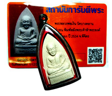 Amuleto Buda Tailandés Phra LP Ngern BE2534 Wat Bang Klan + Tarjeta Certificado
