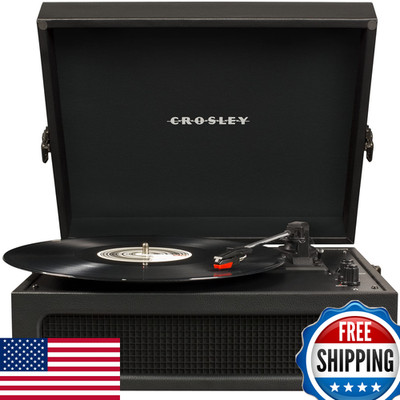 Crosley Cr8017B-Bk Voyager Vintage Portable Vinyl Record Player Turntable