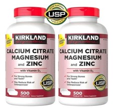 2 PACK Kirkland Signature Calcium Citrate Magnesium and Zinc 500 tablet EXP 6/28