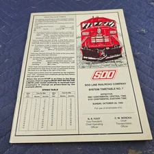 Soo Line Railroad System Employee TT #7 October 1990