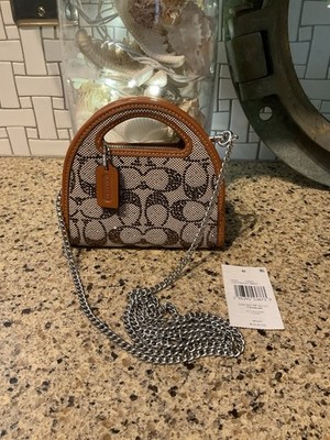COACH CRYSTAL TOP HANDLE CARD CASE JACQUARD/LEATHER