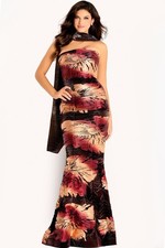 NWT Authentic Jovani 48178 Multi Floral Metallic Mermaid Prom Pageant Dress 0