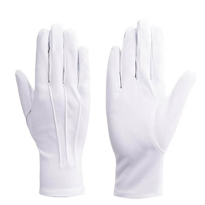 White Cotton Gloves -  Uniform, Parade, Santa Gloves - Unisex sizes XS - 2XL
