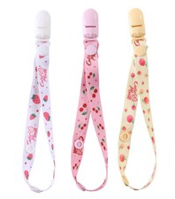 Big Size Pacifier Clips 3 Pack White Pink Yellow