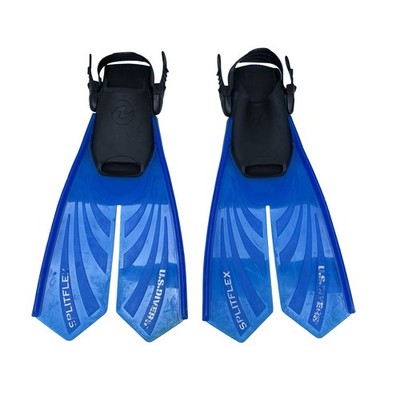 US Divers Flippers Diving Fins Splitflex Swimming Blue Sz M 6.5-9.5 Adjustable