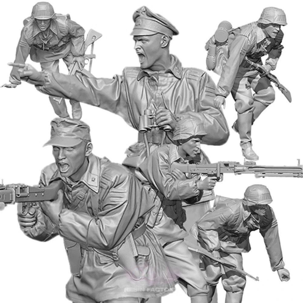 1/35 WWII 6 Soldiers Military RESIN FIGURE MODEL KIT Unassembled Unpainted NEW