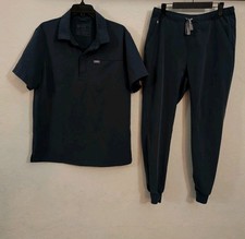 Figs Scrub Set Lima Polo Shirt Size M And Pisco Pants Size M/S In Blue Harbor