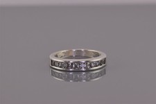 Sterling Silver Channel Set Princess Cut Cubic Zirconia Band Ring 925 Sz: 8