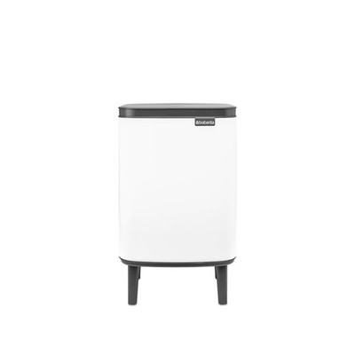 Brabantia Bo Lift-Open Trash Can 1.8 Gal 7L White with Raised Legs Non-Slip Feet