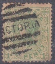 (F354-50) 1883 VIC 1d green QVIC stamp (AY)