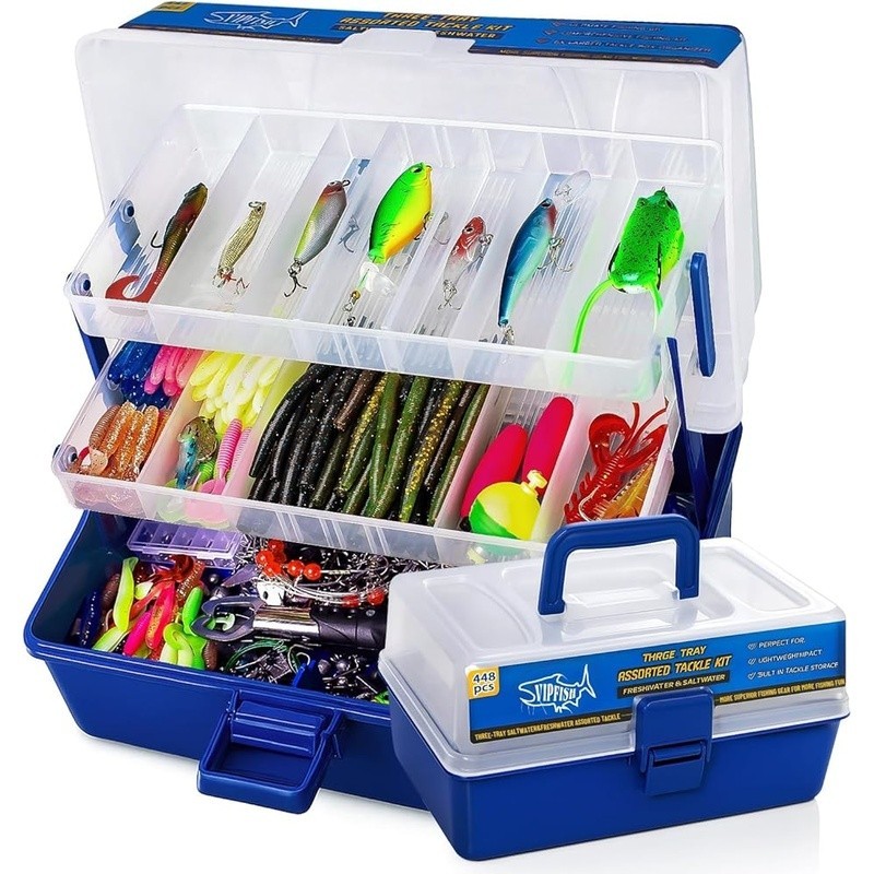 448 pcs Fishing Tackle Box Kit Lures Hooks Weights Pliers Freshwater Saltwater - Image 2