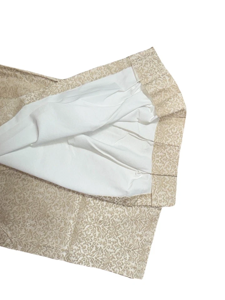 2 cortinas plisadas vintage pellizco par de paneles beige estampado bordado Foto 3 de 4