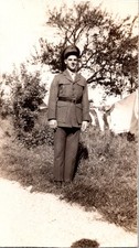 Vintage WWII Era Photo Young Soldier Military Uniform Snapshot Original Print