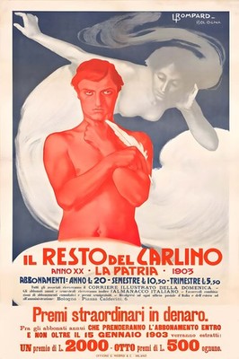 Il Resto del Carlino (1903) Vintage Ad Poster - 24x36  - Rare Reprint   !