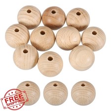 MECCANIXITY Wooden Beads Unfinished Natural Round Wood Beads Bulk with Holes ...