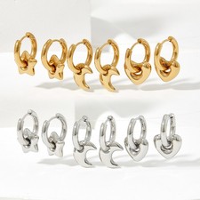 Gold Silver Charm Hoop Earrings Star Moon Heart Y2K Celestial Dangle Women