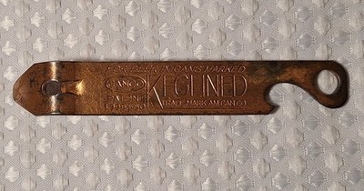 Vintage Canco Keglined AM Can Co Beer Bottle Opener Copper Colored