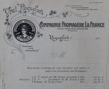 Facture 1920 VRAI ROQUEFORT Compagnie Fromagère La France fromage Art Nouveau 2