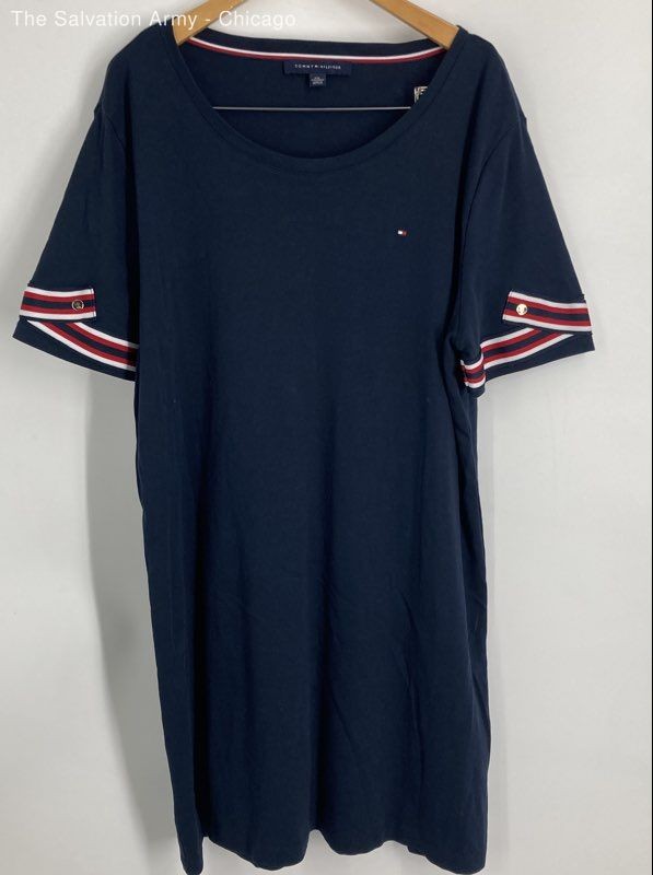 Tommy Hilfiger Womens Navy Blue Short Sleeve Knee Length T-Shirt Dress Size XXL