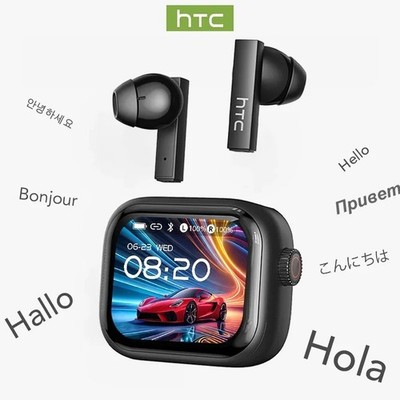 HTC NE20 Bluetooth 6.0 Earphones AI Translator Wireless Earbuds LCD Touch Sport
