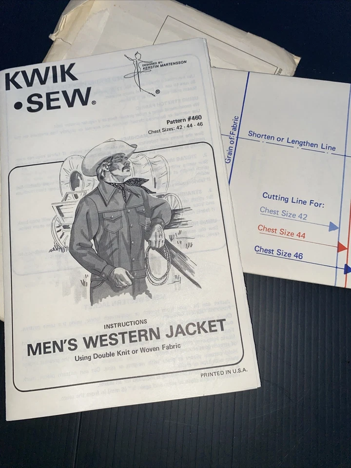 Kwik Sew Vintage Men's Western Jacket Coat Pattern 461 Uncut Rare - Image 4 of 4