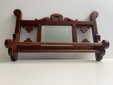 Vintage Victorian Style Gents Shaving Mirror  Wood Towel Rack 22"x13"