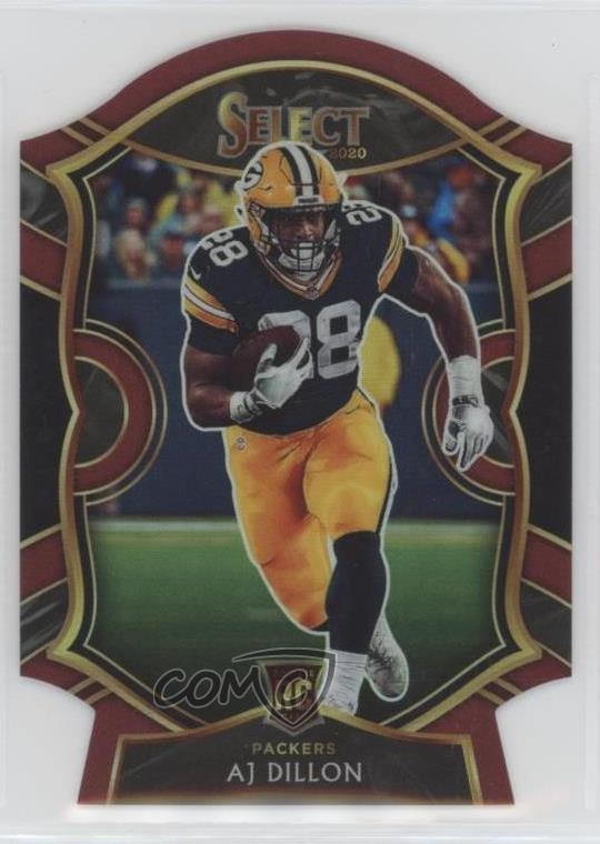 2020 Panini Select Concourse Maroon Prizm Die-Cut AJ Dillon #65 Rookie RC