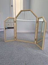 Dressing Table Mirror CREAM TRI Folding Vanity Triple Mirror cream