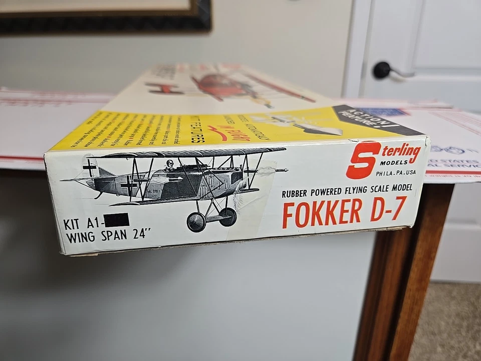 Vintage Airplane Model Kit Sterling FOKKER D-7 in Box Rocket Firing  - Image 4 of 4