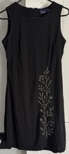 Vintage Hillard & Hanson S black dress gold embroidered tree branch design Y2K