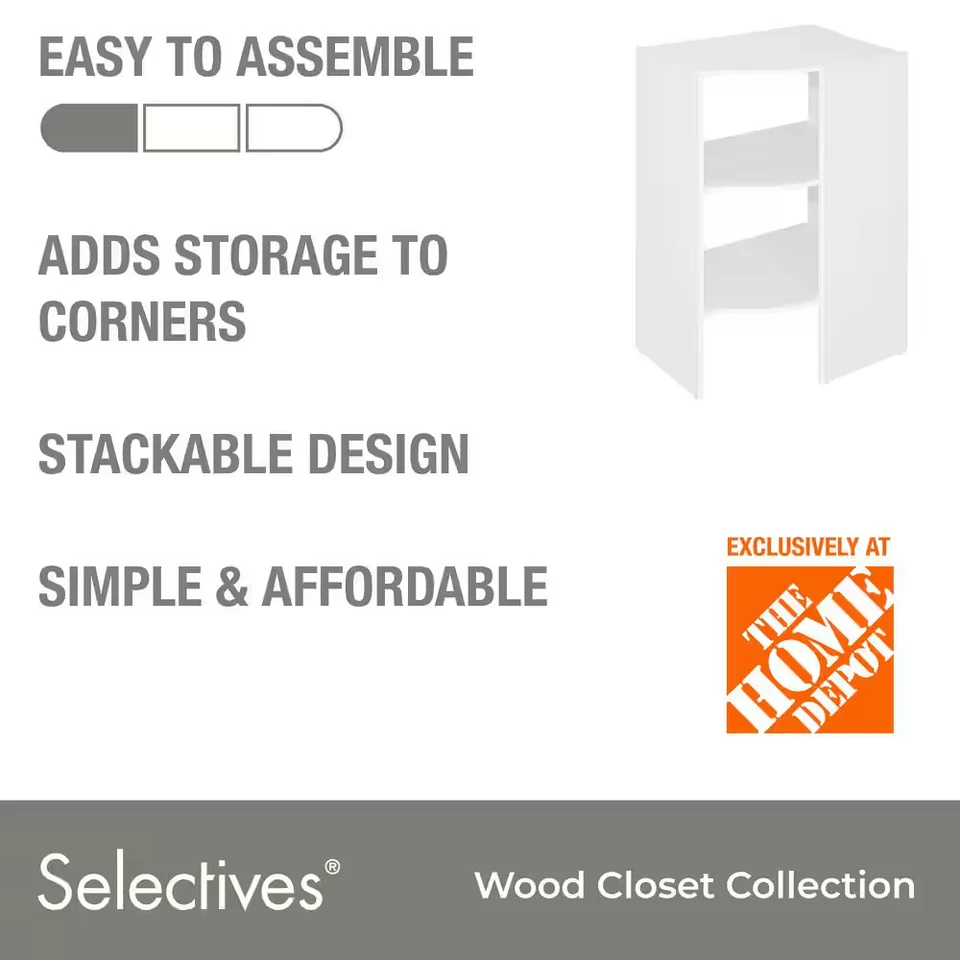 Selectivos 29 pulgadas W Organizador de base de esquina blanco para sistema de armario de madera Foto 2 de 4