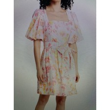 NWOT Eliza J floral print Puff sleeve eyelet cotton dress 6