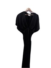 BHLDN LEILA DEEP-V FLUTTER-SLEEVE SATIN A-LINE GOWN- SIZE 10