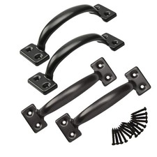 6-1/2" Pulls Gate Handle Black Handle Metal For Wooden Fences Outdoor Kitchen
