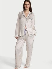 NWT Victoria's Secret Coconut White Blue Floral Satin Pajama Set SZ SMALL
