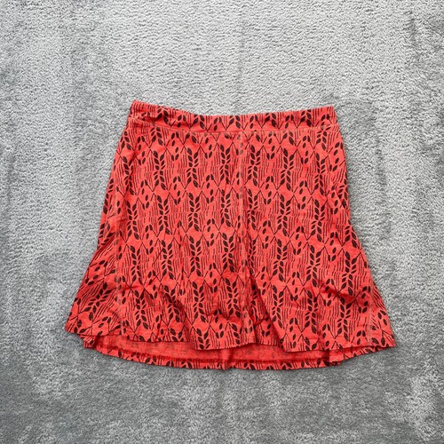 Toad And Co Skirt Womens Medium Orange A Line Botanical Print Cotton Stretch
