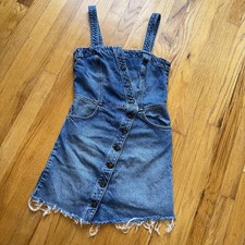 Reformation Jeans Dress 2 Blue Denim Mini Gabriella Button Front Made USA